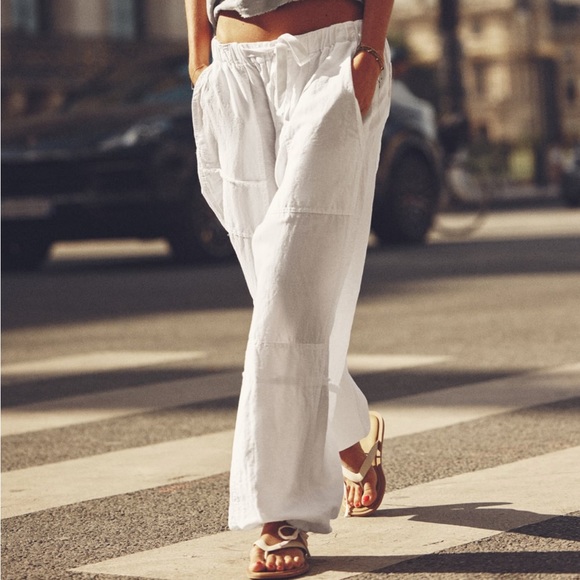 ZARA NWT LINEN BLEND CARGOS PANTS - Picture 5 of 11